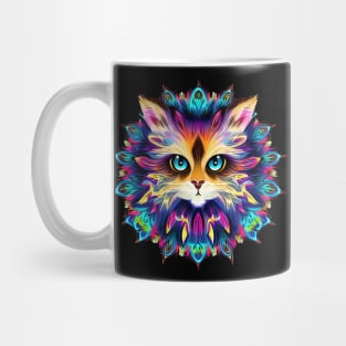 Mandala with cute furry Cat portrait - a02 Mug